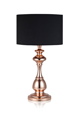 Tischleuchte aus Metall kupfer, Textil schwarz