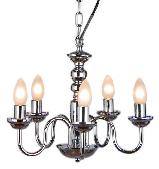 Kronleuchter verchromt 5 armig