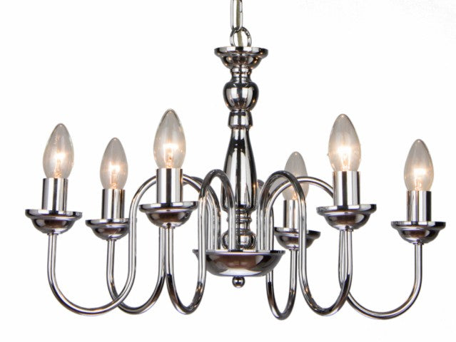 Kronleuchter verchromt 6 flammig, Hängelampe