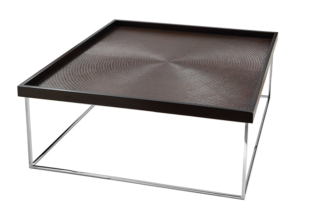 Couchtisch Eiche braun, Beistelltisch braun verchromt