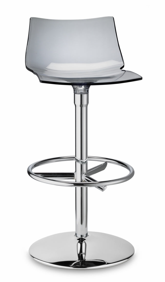 Design Barhocker grau transparent, Barstuhl Silber-Gestell drehbar