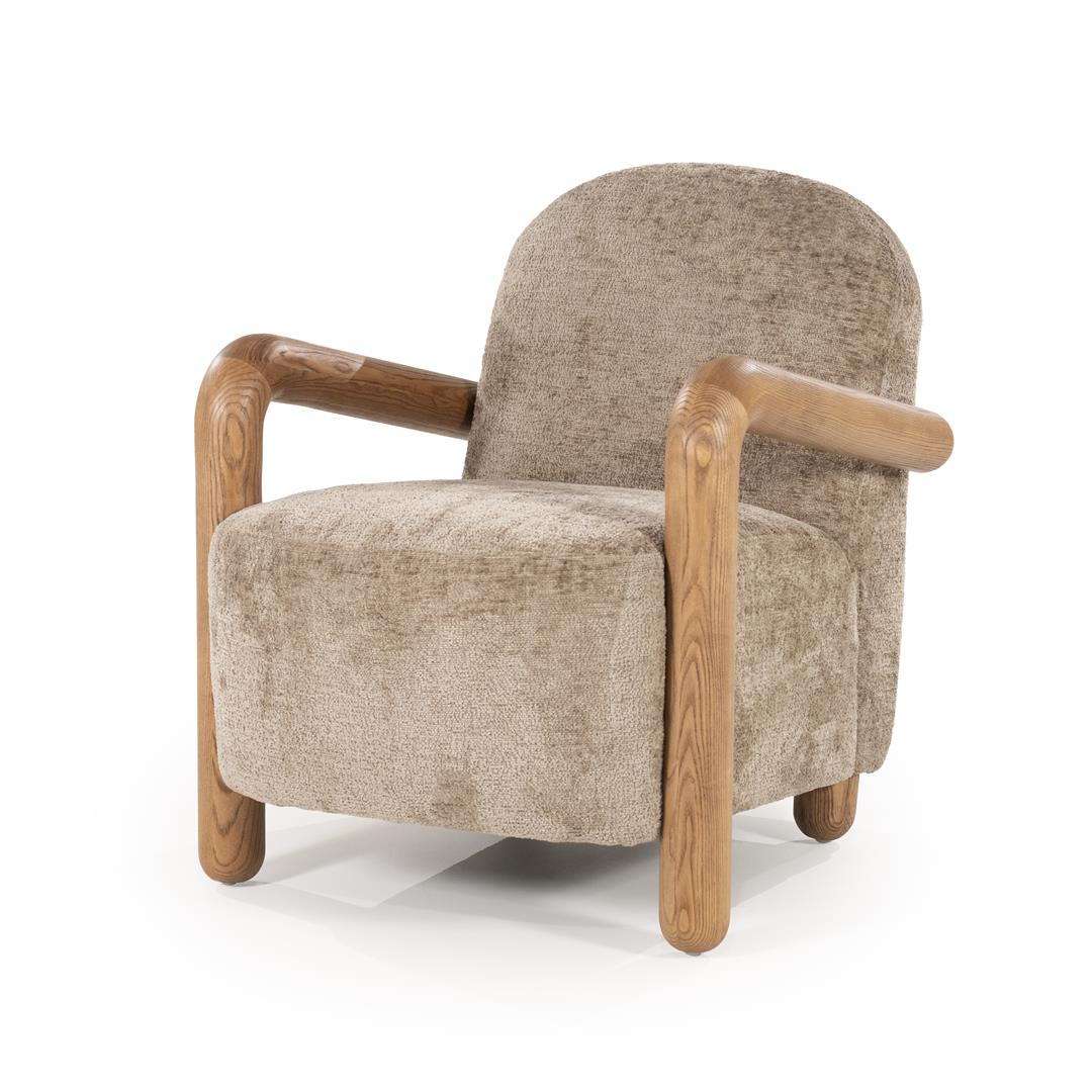 Sessel taupe, moderner Sessel Holz-Armlehne