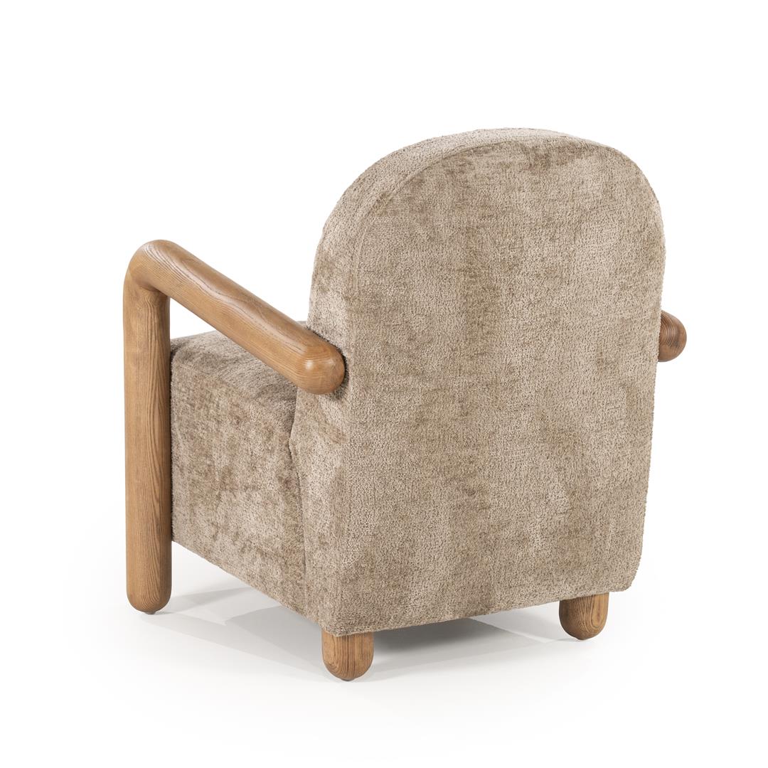 Sessel taupe, moderner Sessel Holz-Armlehne