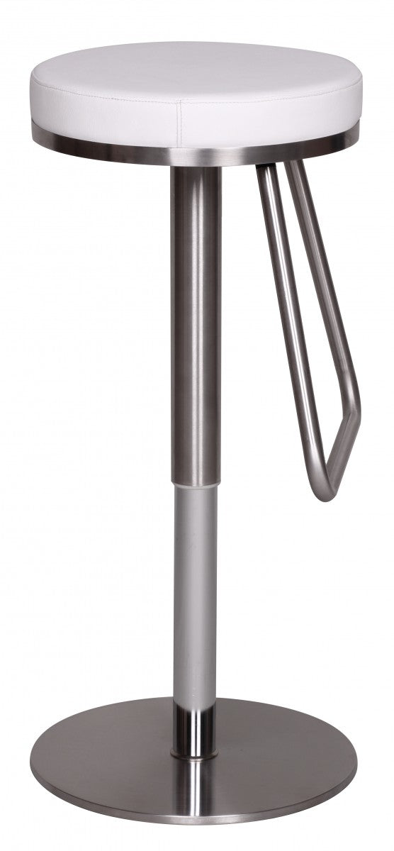 Barhocker Weiß Edelstahl, Barstuhl Farbe Silbern-Weiß