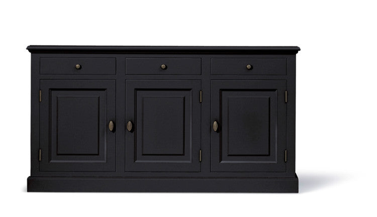 Anrichte schwarz, Sideboard schwarz Landhausstil, Breite 177 cm
