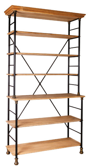 Regal mit sechs Böden aus Massivholz und Metall, Breite 124 cm