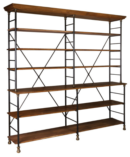 Regal mit sechs Böden aus Massivholz und Metall, Breite 230 cm