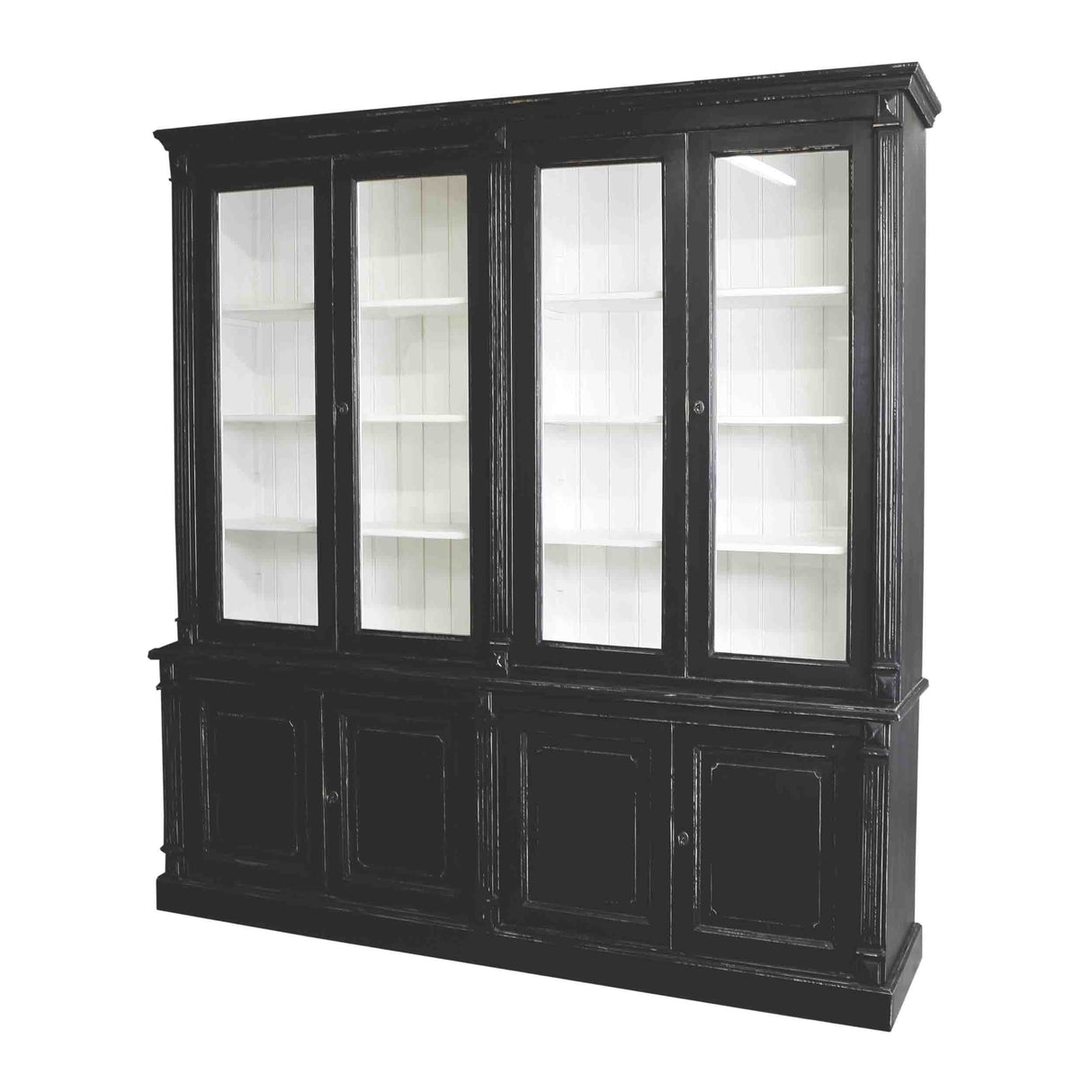 Vitrine schwarz-weiß, Geschirrschrank im Landhausstil in zehn Farben, Vitrine Landhaus, Breite 220 cm