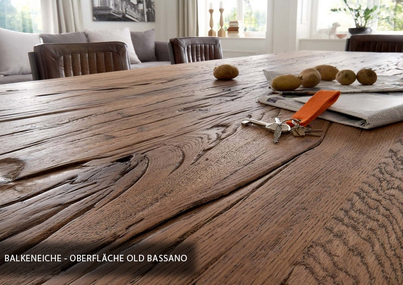 Esstisch massiv Eiche, Tisch Industriedesign Gestell aus Metall, Tisch Eiche massiv, Maße 280 x 100 cm