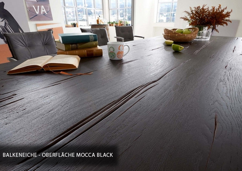 Esstisch massiv Eiche, Tisch Industriedesign Gestell aus Metall, Tisch Eiche massiv, Maße 280 x 100 cm