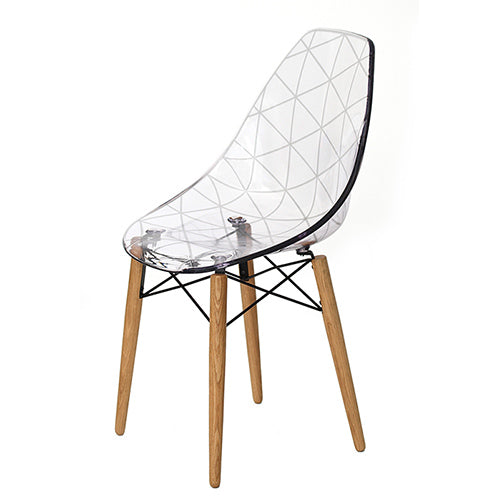 Stuhl transparent, Design-Stuhl Holz-Gestell