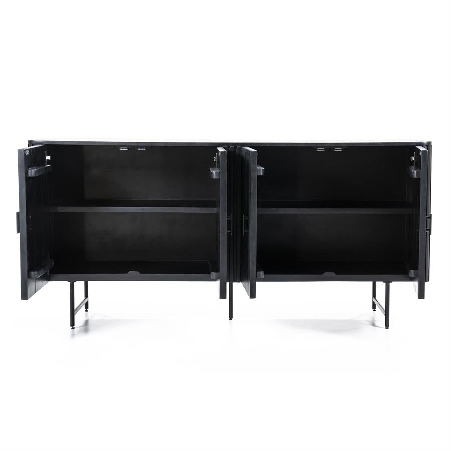 Sideboard schwarz Massivholz, Anrichte schwarz Holz, Sideboard Holz schwarz, Breite 170 cm