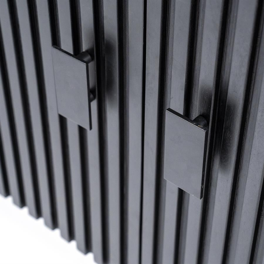 Sideboard schwarz Massivholz, Anrichte schwarz Holz, Sideboard Holz schwarz, Breite 170 cm