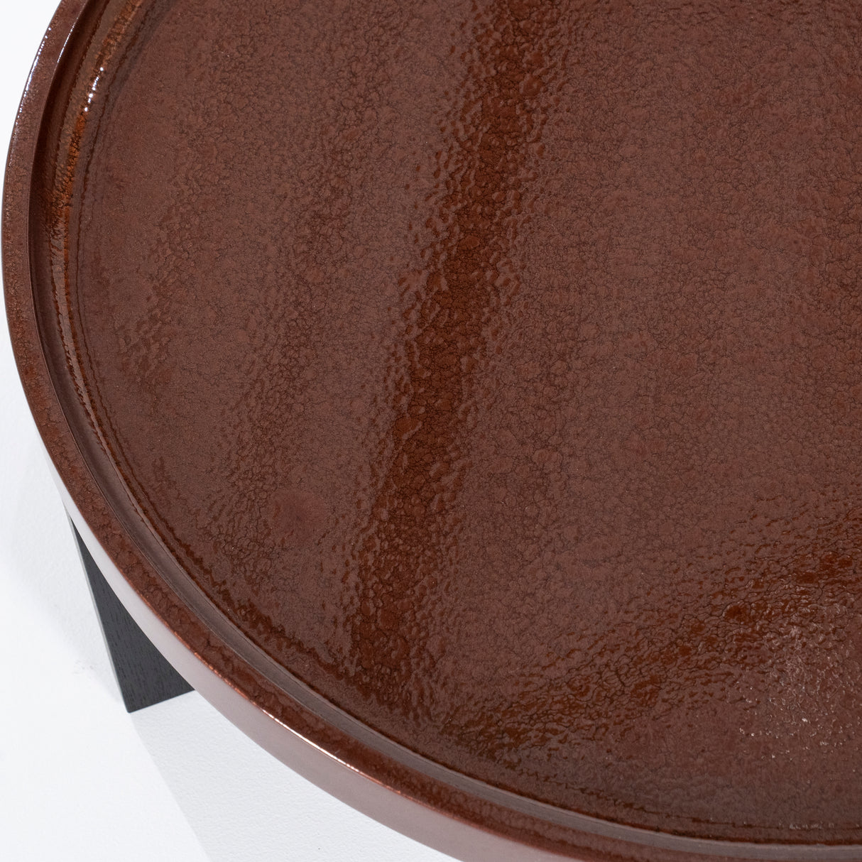 Couchtisch rund braun-schwarz, runder Couchtisch braun, Durchmesser 90 cm