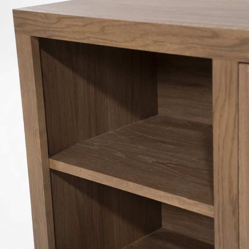 Highboard Natur-braun Eiche furniert, Schrank braun mit zwei Türen, Wohnzimmerschrank braun Holz Eiche furniert, Breite 120 cm