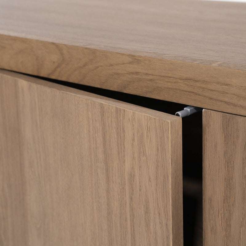 Bücherschrank Natur-braun Eiche furniert, Schrank braun mit zwei Türen, Wohnzimmerschrank braun Holz Eiche furniert, Breite 120 cm
