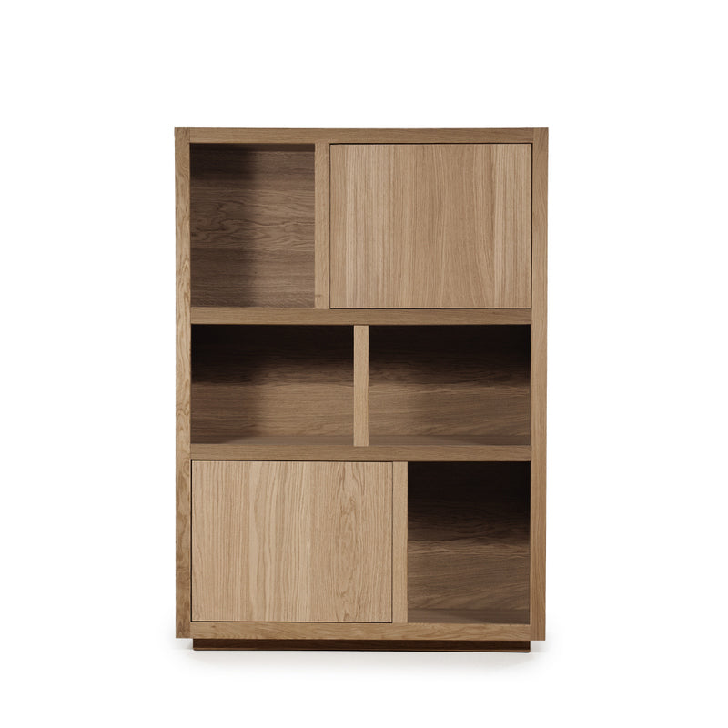 Highboard Natur-braun Eiche furniert, Schrank braun mit zwei Türen, Wohnzimmerschrank braun Holz Eiche furniert, Breite 120 cm