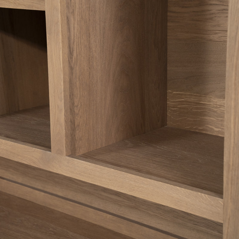 Bücherschrank Natur-braun Eiche furniert, Schrank braun mit zwei Türen, Wohnzimmerschrank braun Holz Eiche furniert, Breite 150 cm