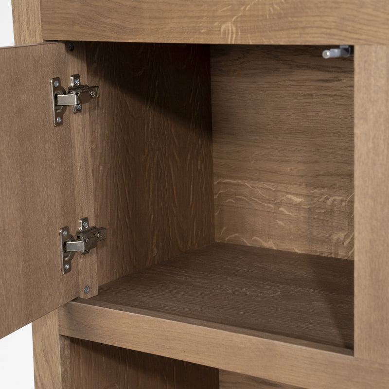 Bücherschrank Natur-braun Eiche furniert, Schrank braun mit zwei Türen, Wohnzimmerschrank braun Holz Eiche furniert, Breite 150 cm