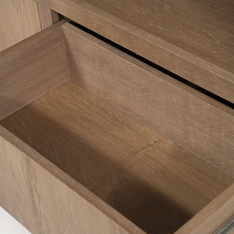 Bücherschrank Natur-braun Eiche furniert, Schrank braun mit zwei Türen, Wohnzimmerschrank braun Holz Eiche furniert, Breite 200 cm