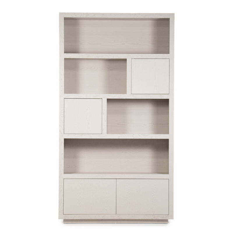 Wohnzimmerschrank beige-taupe Eiche furniert, Schrank taupe mit zwei Türen, Bücherregal taupe Holz Eiche furniert, Breite 120 cm