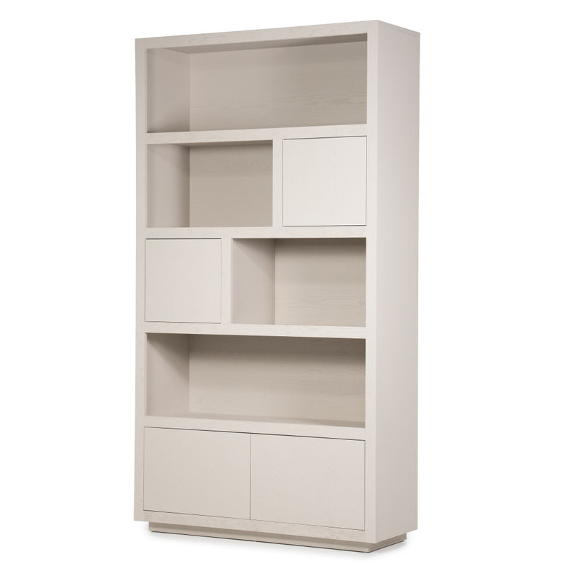 Wohnzimmerschrank beige-taupe Eiche furniert, Schrank taupe mit zwei Türen, Bücherregal taupe Holz Eiche furniert, Breite 120 cm