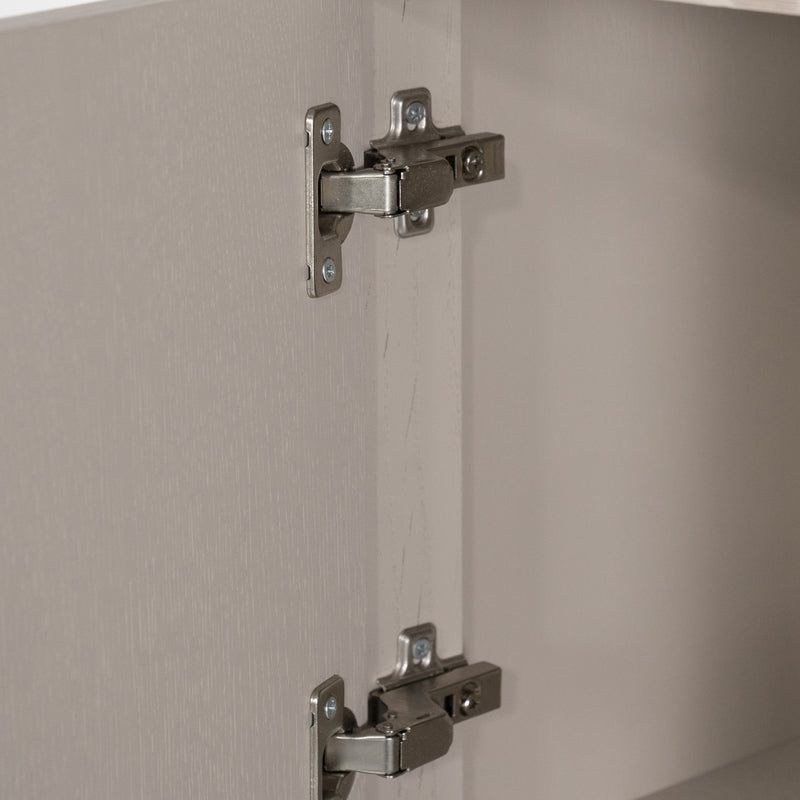 Wohnzimmerschrank beige-taupe Eiche furniert, Schrank taupe mit zwei Türen, Bücherregal taupe Holz Eiche furniert, Breite 200 cm