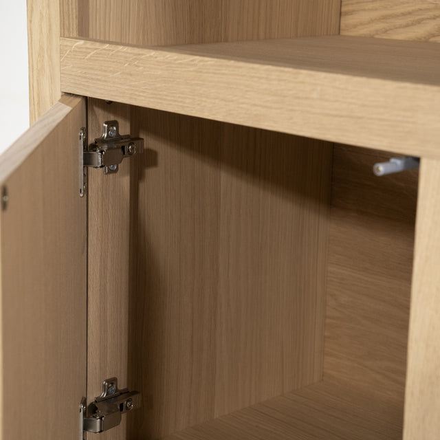 Sideboard modern Farbe Naturholz, Schrank Naturholz mit zwei Türen und zwei Schubladen, Anrichte Naturholz, Breite 200 cm