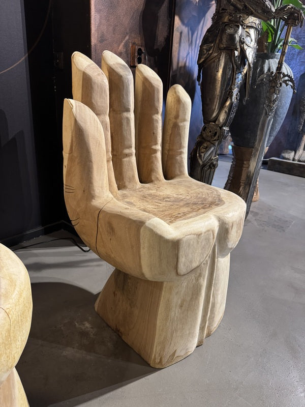 Stuhl Hand Holz handgeschnitzt, Gartenstuhl Holz Teak Naturholz