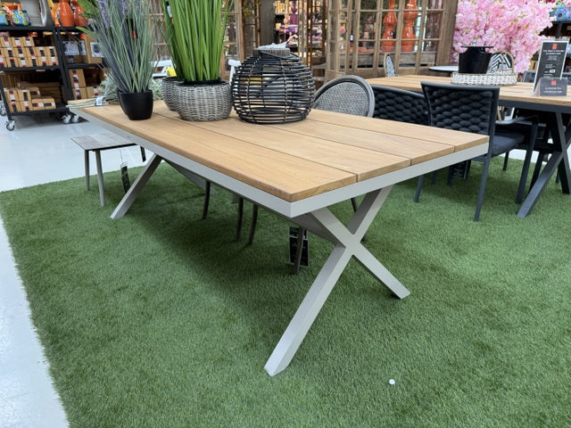 Gartentisch Aluminium braun-weiß, Gartentisch weiß, Länge 220 cm