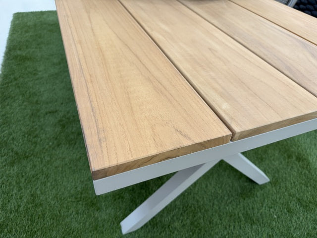 Gartentisch Aluminium braun-weiß, Gartentisch weiß, Länge 220 cm