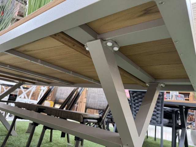 Gartentisch Aluminium braun-weiß, Gartentisch weiß, Länge 220 cm