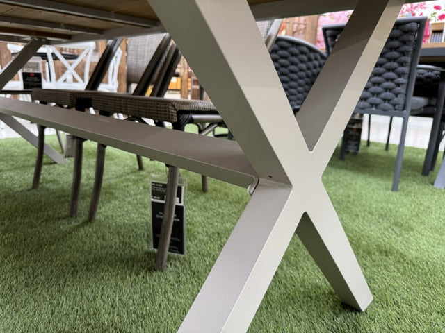 Gartentisch Aluminium braun-weiß, Gartentisch weiß, Länge 220 cm