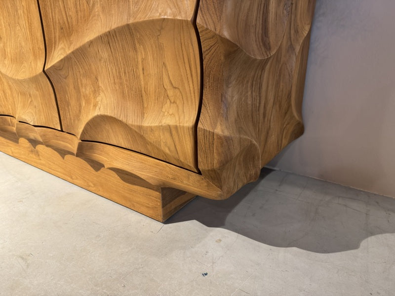 Sideboard Wave Holz, Anrichte Teak-Holz, Breite 200 cm