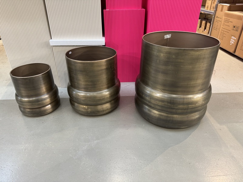 Blumentopf Metall Bronze antik, Pflanzkübel Bronze Metall, Durchmesser 39 cm