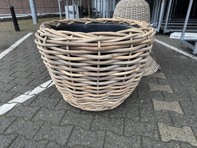 Pflanzkorb Rattan, Pflanztopf Rattan, Blumentopf Rattan, Durchmesser 80 cm