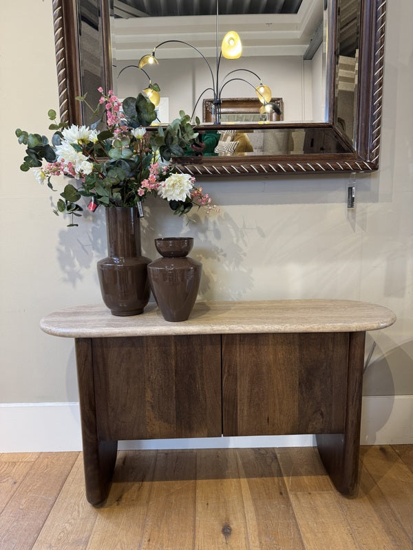 Sideboard Travertin-Stein, Konsole braun, Breite 140 cm
