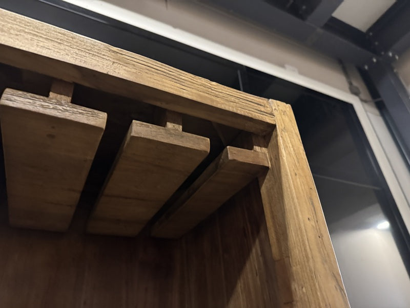Weinschrank Holz Teak rustikal Landhaus, Weinregal Teak Landhaus, Breite 180 cm