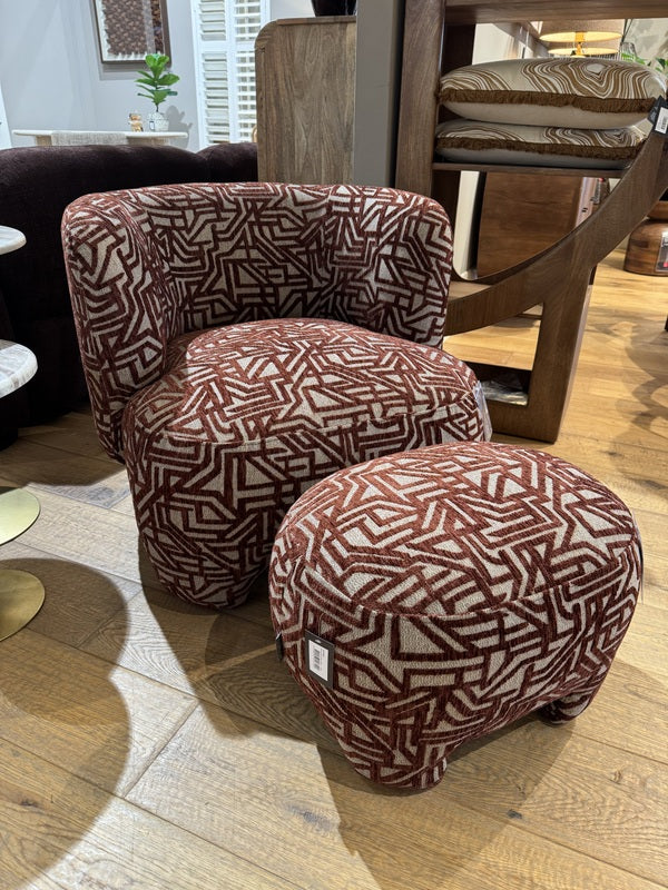 Sessel mit Hocker, Sessel bordeaux rot, Breite 81 cm