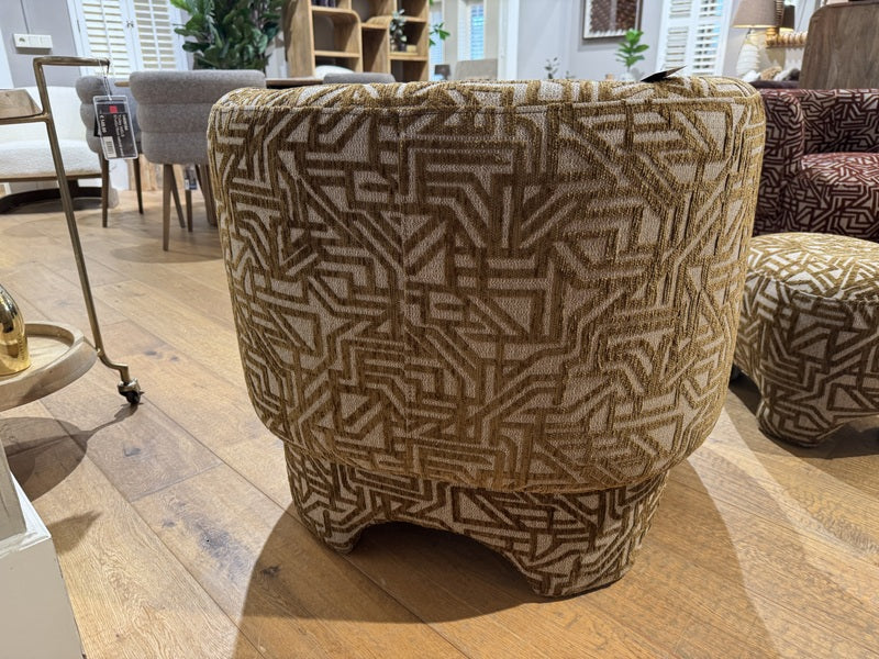 Sessel mit Hocker, Sessel mit Muster Bronze-beige, Breite 81 cm