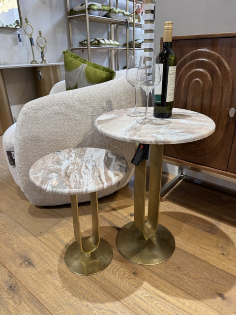 Beistelltisch 2er Set, Beistelltisch Bronze rund, Durchmesser 46 cm