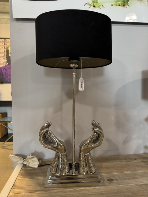 Lampenfuß Tischlampe Silber, Tischleuchte Silber, Tischlampe Silber, Höhe 49 cm