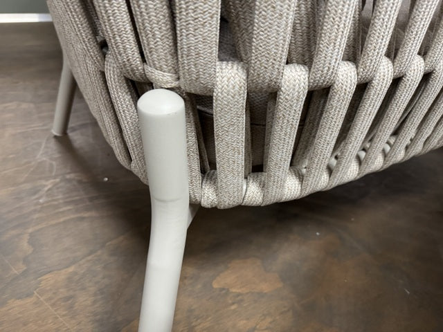 7 teiliges Set, Gartentisch beige-weiß mit 6 Gartensessel beige-taupe