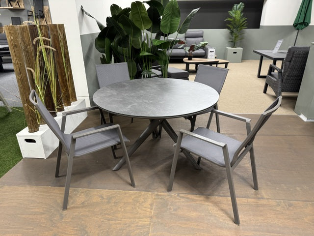 Gartentisch rund anthrazit, runder Gartentisch Keramik, Durchmesser 120 cm