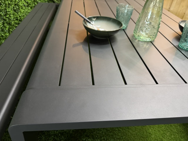 Picknick-Sitzgruppe anthrazit, Picknicktisch mit Sitzbank Metall