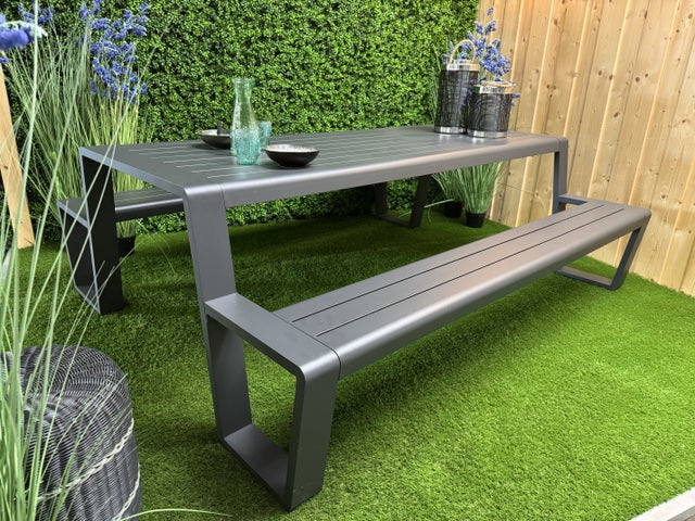 Picknick-Sitzgruppe anthrazit, Picknicktisch mit Sitzbank Metall