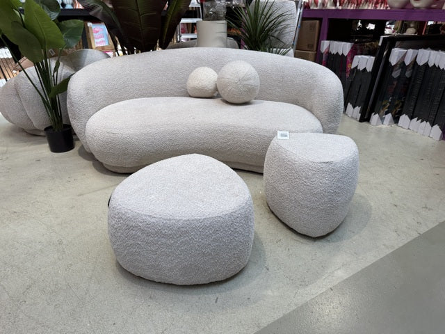 Sofa beige Boucle-Stoff, Breite 190 cm