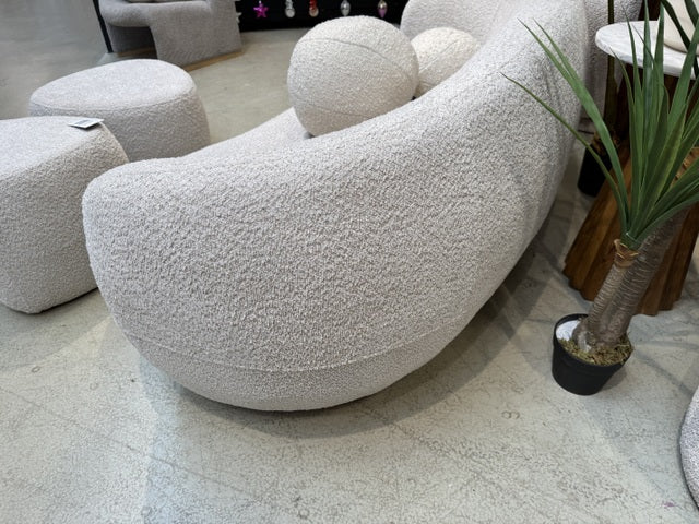 Sofa beige Boucle-Stoff, Breite 190 cm