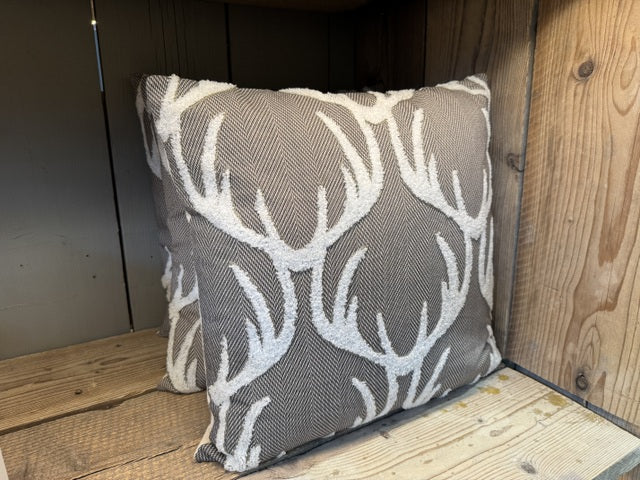 Sofakissen grau, Dekokissen Hirschgeweih grau, Größe 45 x 45 cm