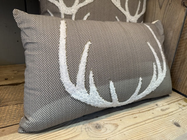 Sofakissen grau, Dekokissen Hirschgeweih grau, Größe 30 x 50 cm